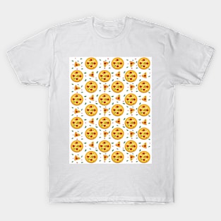 Abstract Pizza Pattern White Background T-Shirt